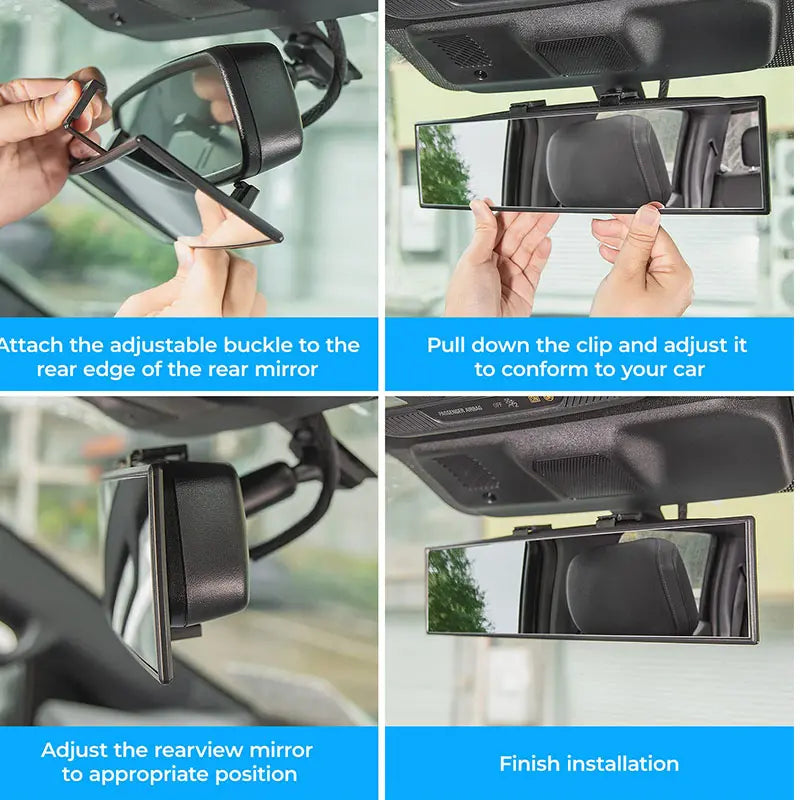 Panoramic Wide-View Rearview Mirror.