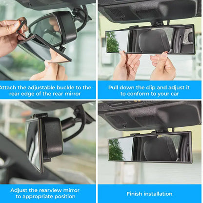 Panoramic Wide-View Rearview Mirror.