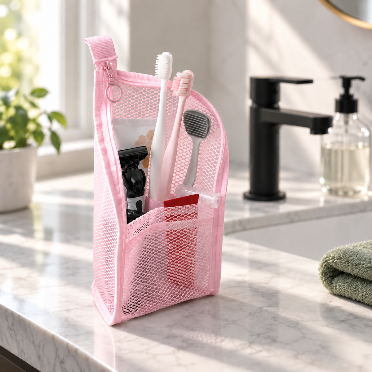Mesh Zipper Travel Toiletry Bag