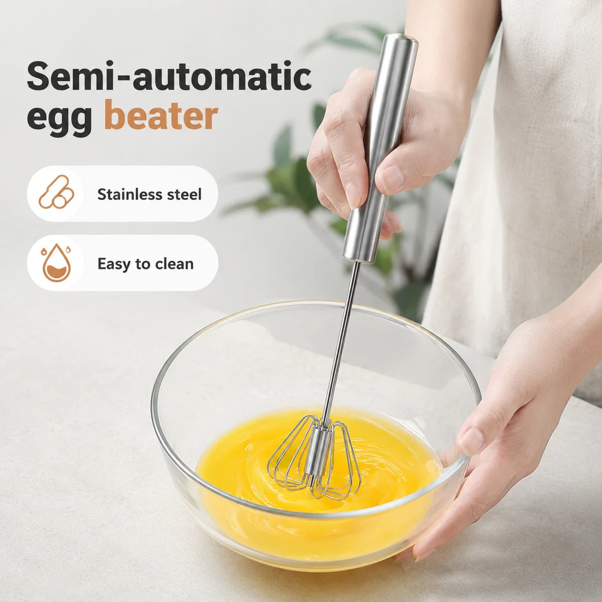Stainless Steel Rotating Whisk.