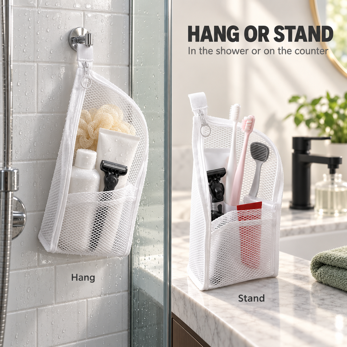 Mesh Zipper Travel Toiletry Bag